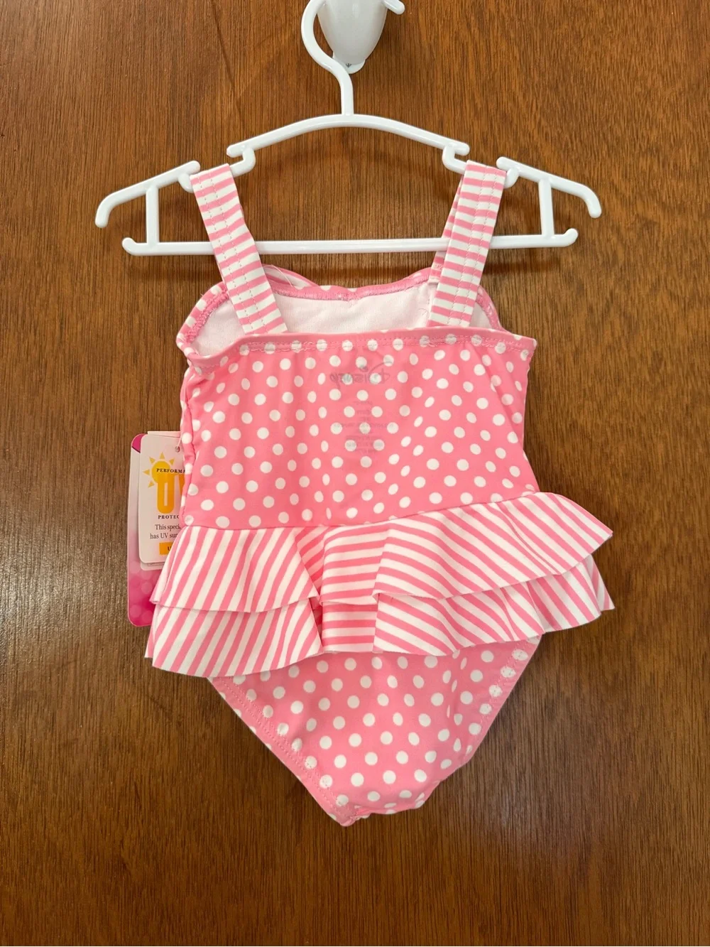NWT Disney Minnie Mouse Pink Polka Dot Ruffle Swimsuit 6M